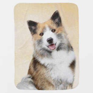 Icelandic Sheepdog Painting - Original Dog Art Baby Blanket