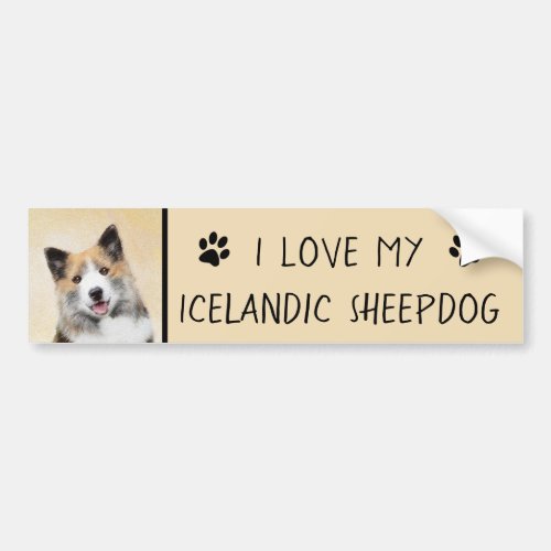 Icelandic Sheepdog Painting _ Original Dog Art Bumper Sticker