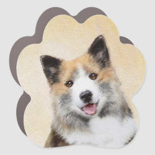 Icelandic Sheepdog Painting - Original Dog Art Car Magnet