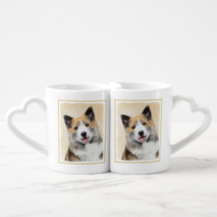 Icelandic Sheepdog Painting - Original Dog Art Coffee Mug Set