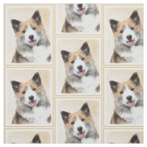Icelandic Sheepdog Painting - Original Dog Art Fabric