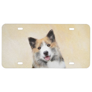 Icelandic Sheepdog Painting - Original Dog Art License Plate
