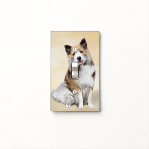 Icelandic Sheepdog Painting - Original Dog Art Light Switch Cover