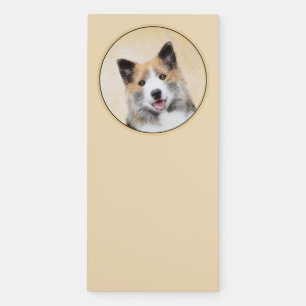 Icelandic Sheepdog Painting - Original Dog Art Magnetic Notepad