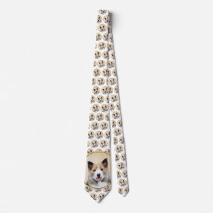 Icelandic Sheepdog Painting - Original Dog Art Neck Tie