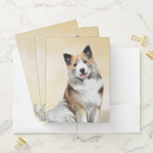 Icelandic Sheepdog Painting - Original Dog Art Pocket Folder