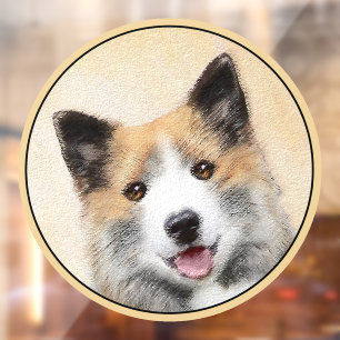 Icelandic Sheepdog Painting - Original Dog Art Window Cling