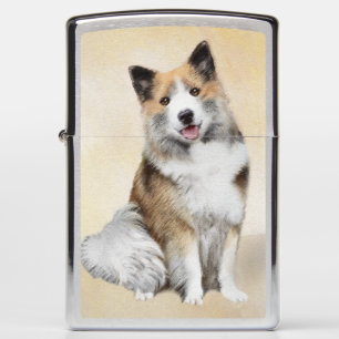 Icelandic Sheepdog Painting - Original Dog Art Zippo Lighter