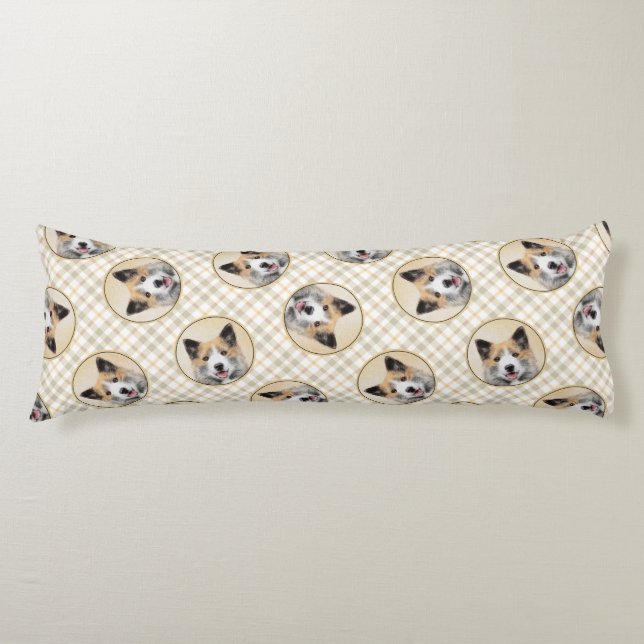 Icelandic Sheepdog Painting Tan Original Dog Art Body Pillow (Front)
