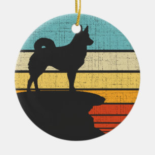 Icelandic Sheepdog Retro Vintage Dog Puppy Owner Ceramic Ornament