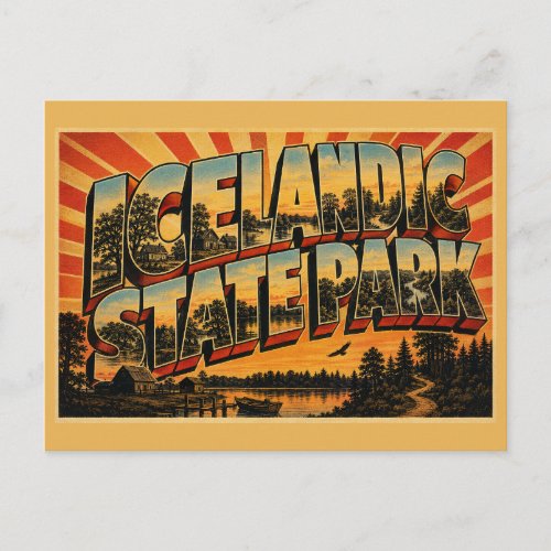 Icelandic State Park ND Lake Woodland Homestead Postcard