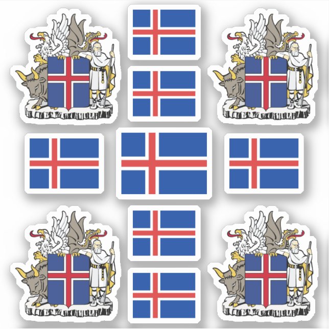 Icelandic state symbols / coat of arms and flag sticker (Front)