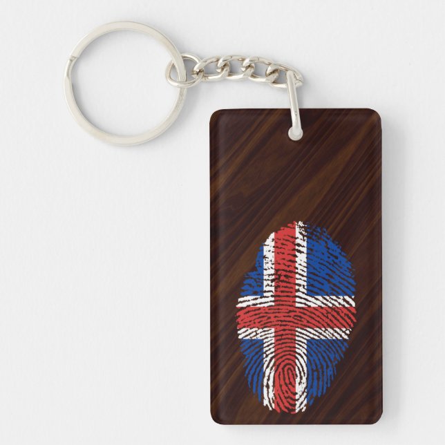Icelandic touch fingerprint flag keychain (Front)