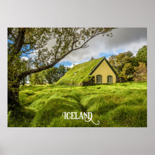 Icelandic Turf Church Poster