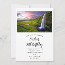 Icelandic Waterfall Green Nature Photo Birthday