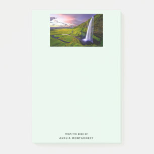 Icelandic Waterfall Green Nature Photo Post-it Notes