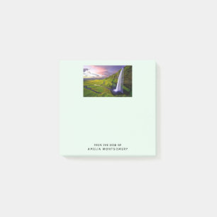 Icelandic Waterfall Green Nature Photo Post-it Notes