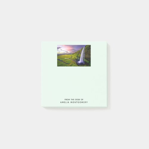 Icelandic Waterfall Green Nature Photo Post-it Notes