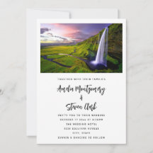 Icelandic Waterfall Green Nature Photo Wedding