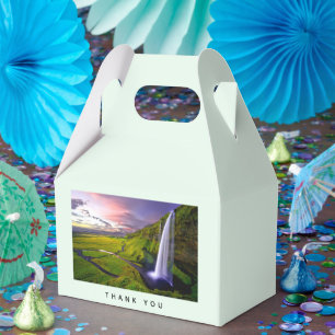 Icelandic Waterfall Nature Photo Wedding Thank You Favor Boxes