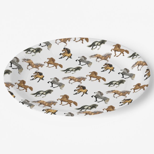 Icelandic's in Gait Paper Plates (Angled)