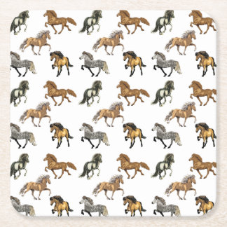 Icelandic's in Gait Square Paper Coaster