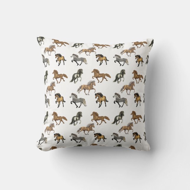 Icelandic's in Gait Throw Pillow (Front)