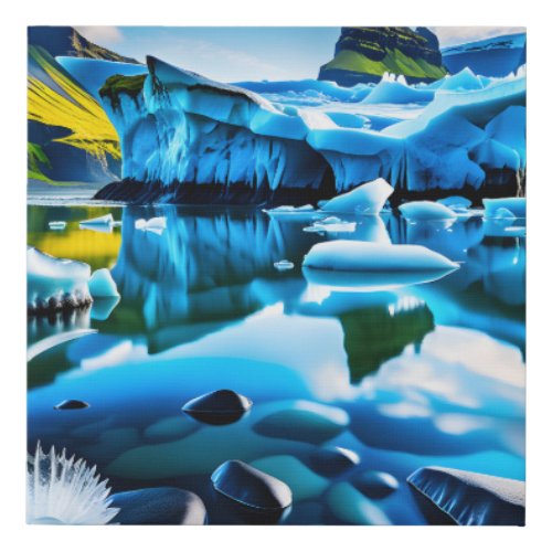 Icelands Majestic Glacier Lagoon Frozen Serenity Faux Canvas Print