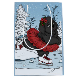 Iceskating Newfoundland Puppy Winter Wonderland Medium Gift Bag