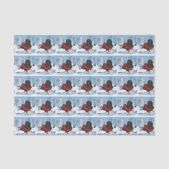 Iceskating Newfoundland Puppy Winter Wonderland Tissue Paper (Front)
