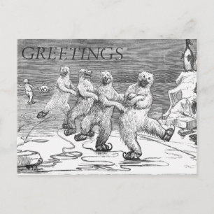 ICESKATING POLAR BEARS POSTCARD