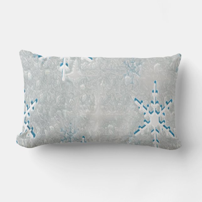 IceSnowflakes Christmas Personalized  Lumbar Pillow (Front)