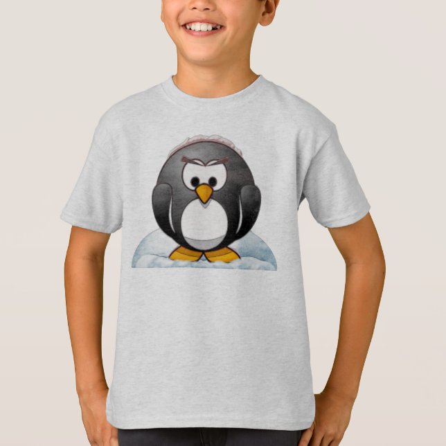 Icey Penguin Cartoon T-Shirt (Front)