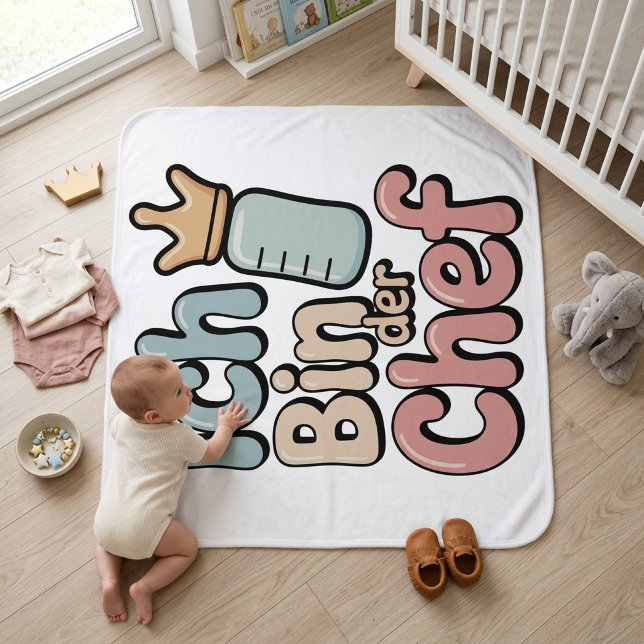 Ich Bin Der Chef Funny Baby Boss Quote Blanket (Creator Uploaded)