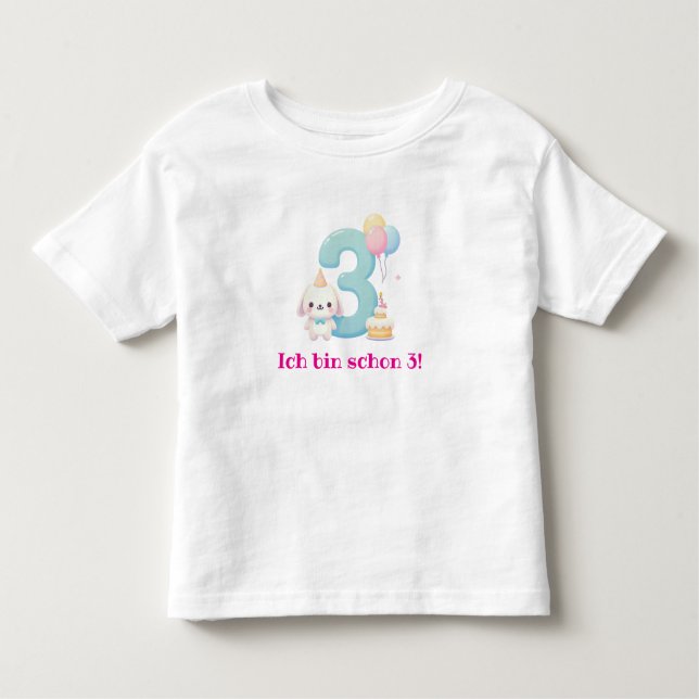 Ich bin schon 3! toddler t-shirt (Front)
