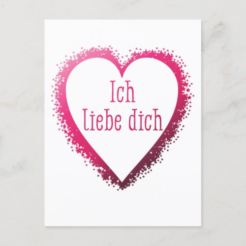 Ich liebe dich I love you in German in pink Postcard