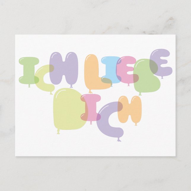 Ich Liebe Dich - I love you in German Postcard (Front)