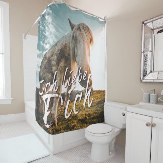 Ich liebe dich mit schauenden Pferd Shower Curtain