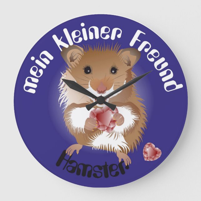 Ich liebe meinen kleinen Hamster Uhr Large Clock (Front)