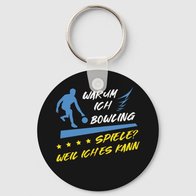 Ich Spiele Bowling Bowler Bowling Ball Strike Gift Keychain (Front)