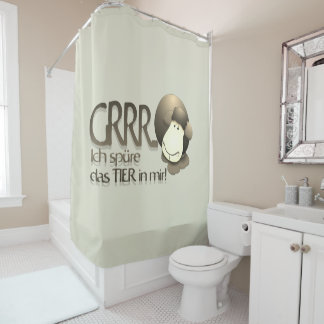 "Ich spüre das Tier in mir!" in Sepia Shower Curtain