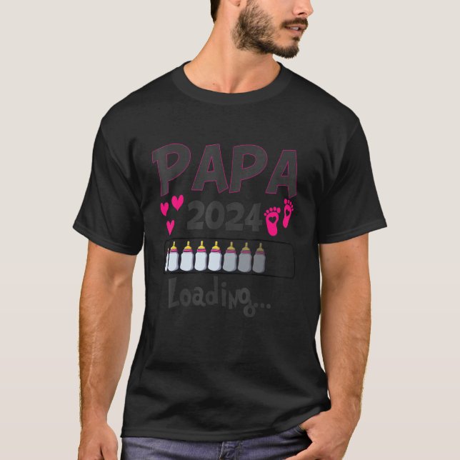 Ich Werde Papa Loading 2024 Baby Announcement Girl T-Shirt (Front)
