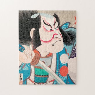 Ichikawa Danjuro kabuki samurai warrior tattoo art Jigsaw Puzzle