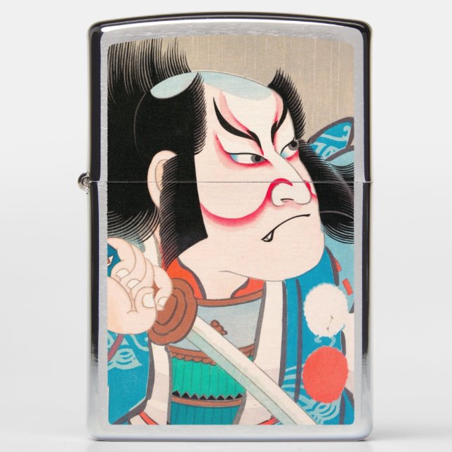 Ichikawa Danjuro kabuki samurai warrior tattoo art Zippo Lighter (Front)