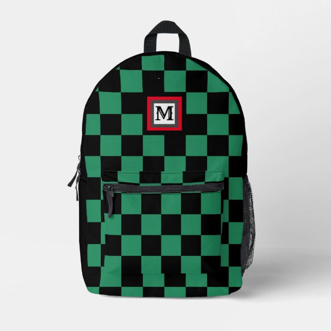 Ichimatsu Checkered Japanese Pattern Printed Backpack (Front)