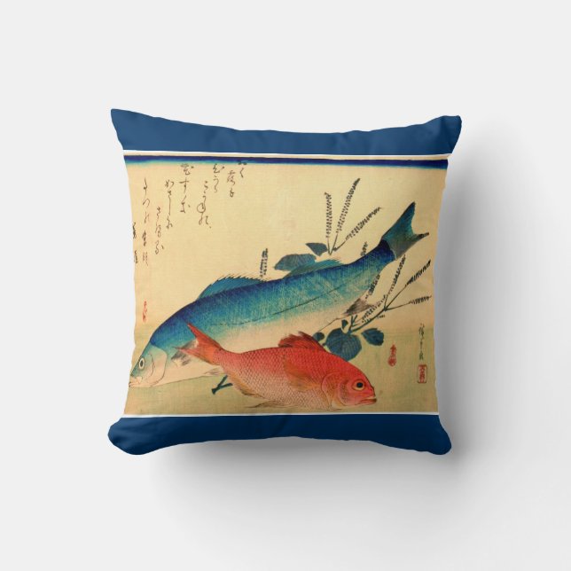 Ichiryusai HIROSHIGE Japanese Fish Wildlife Pillow (Front)