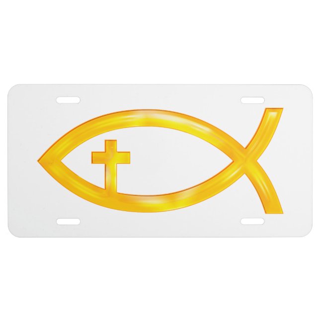 Ichthus Christian Fish | Religious Symbol License Plate (Front)