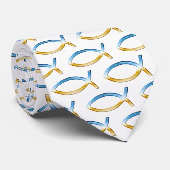 Ichthus | Christian Fish Sky & Ground Pattern Neck Tie by Christian_Designs at Zazzle