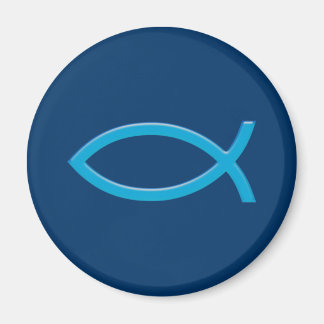 Ichthus - Christian Fish Symbol - Blue Magnet