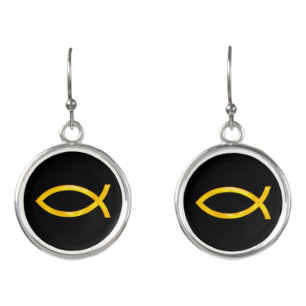 Ichthus   Christian Fish Symbol Earrings
